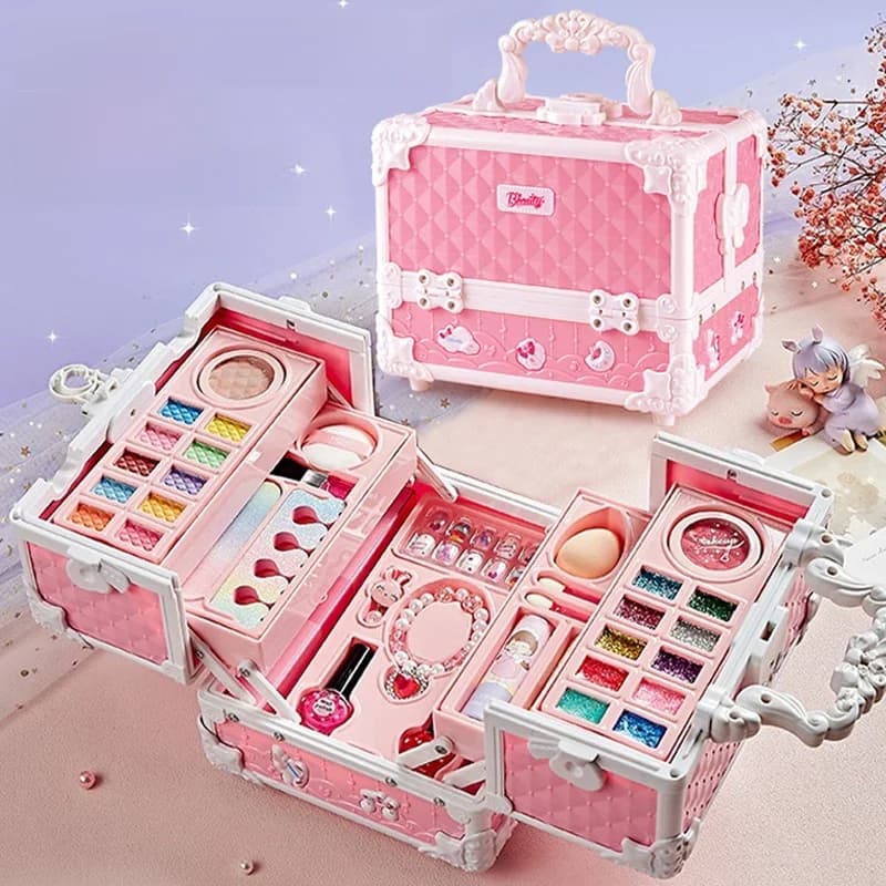 Kids Makeup Kit for Little Girls 49 Pcs Washable Makeup Kit Kids Real Girls Makeup Kit with Cosmetic Case ，Birthday Gifts