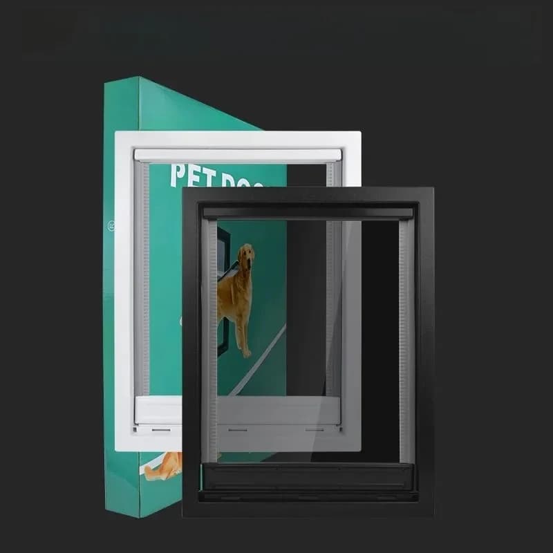 Medium Large Dog Pets Cat Door for Wooden Door HQ ABS Flame PVC Enter Outer Flap Anti Raining Cover Extra Insulated Cold Weather
