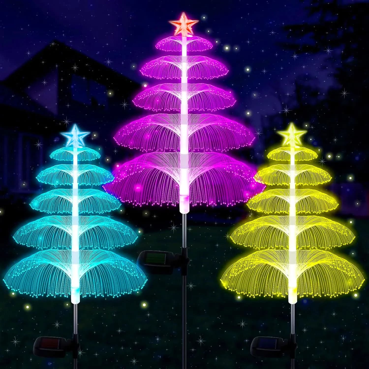 Solar Jellyfish Lamp Landscape Light IP65 Waterproof RGB Color Changing Jellyfish Light Xmas Tree Garden Light for Pathway Lawn