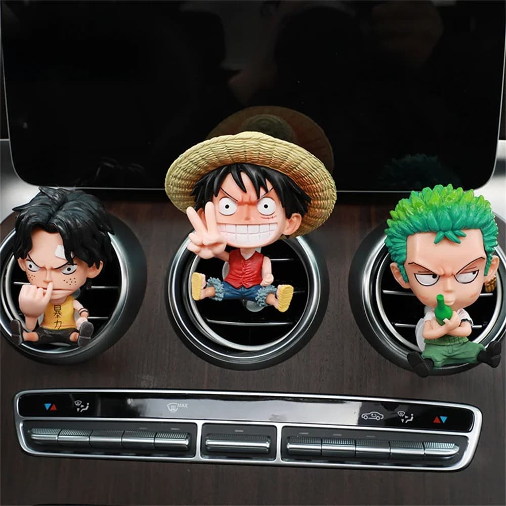 ONE PIECE Action Figures Cartoon Car Air Vents Perfume Holder Fragrance Tablet Luffy Car Accessories Decorative Ornaments Gifts