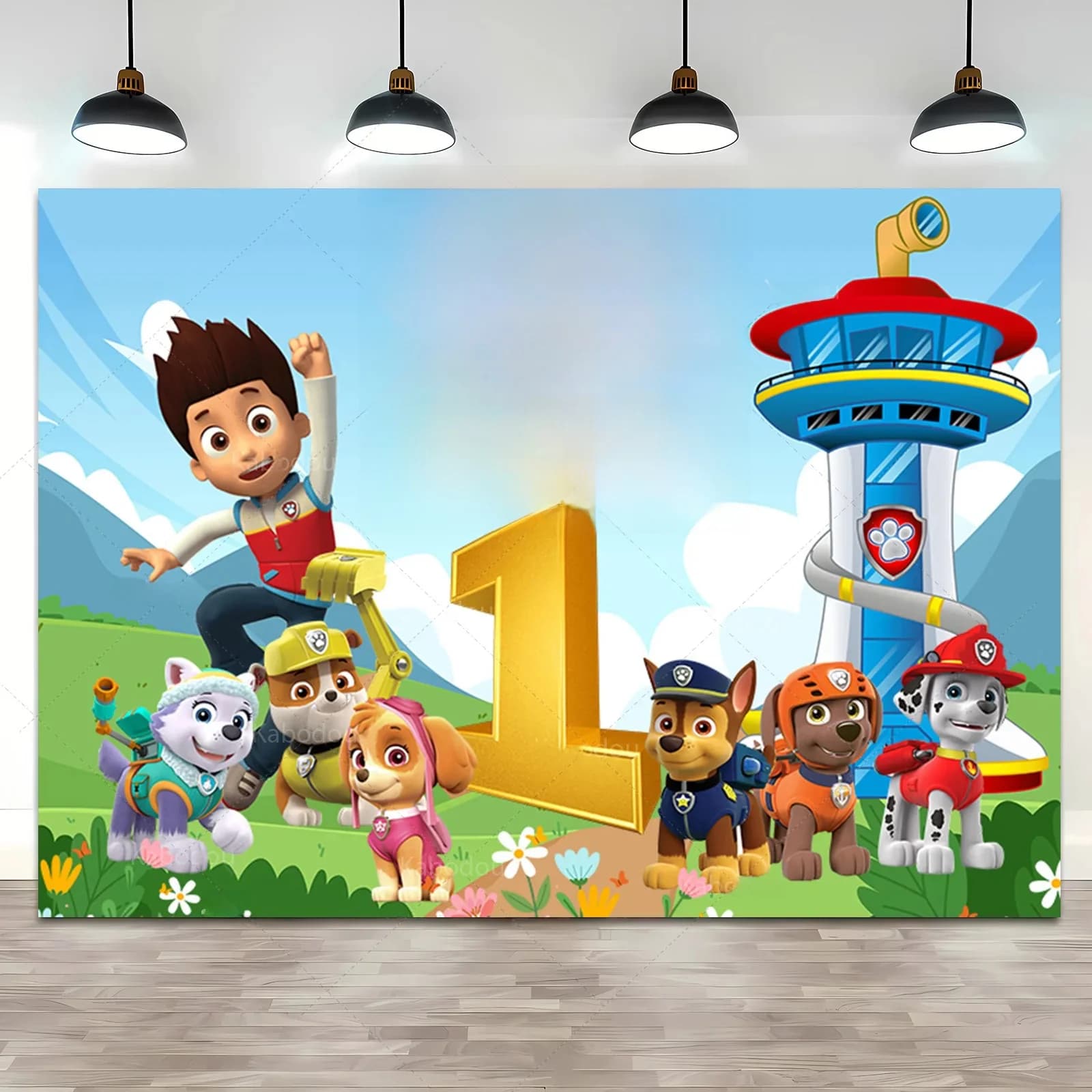 Custom Kids Name Age Paw Patrol Backdrop Boy 1st 2nd 3rd Birthday Party Background Decor Puppy Banner Poster Photo Studio