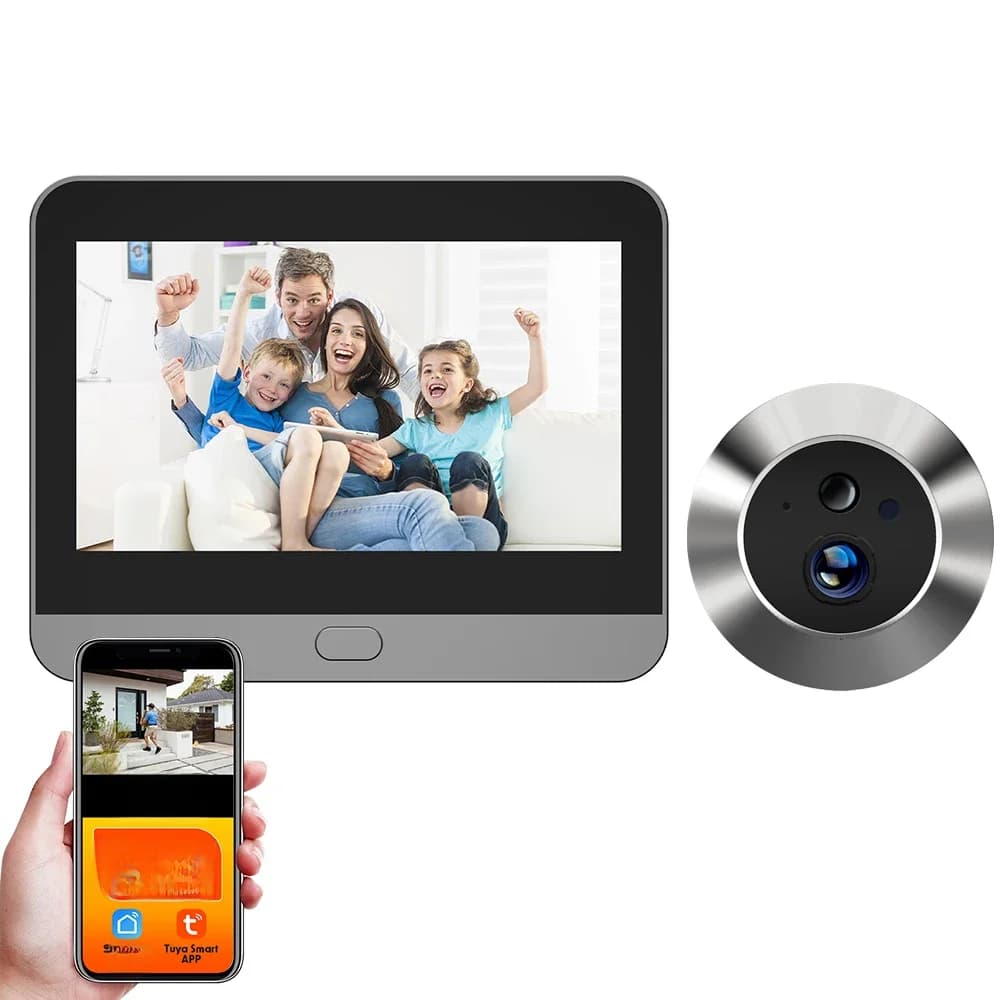 Tuya Smart 3MP 140° Wide View Angle Mini Digital Peephole Eye Viewer WiFi IR PIR Detection Doorbell Door Camera Alexa Google