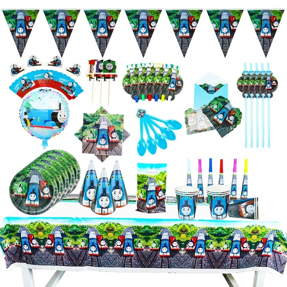 Thomas&Friends Train Birthday Party Balloon Decoration Set Disposable Tableware Banner Background Stationery Baby Shower Thomas