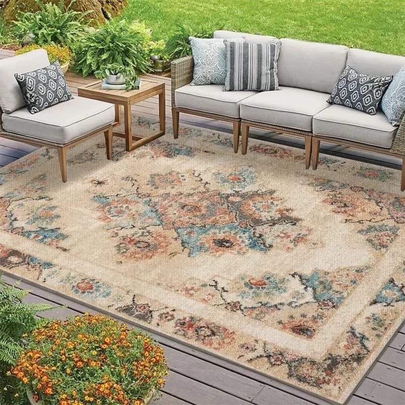VIAKMA Bohemian-Style Outdoor Carpet For Home Decoration, Anti-Mold, Moisture-Proof And Dirt-Proof Summer Terrace Camping Mat