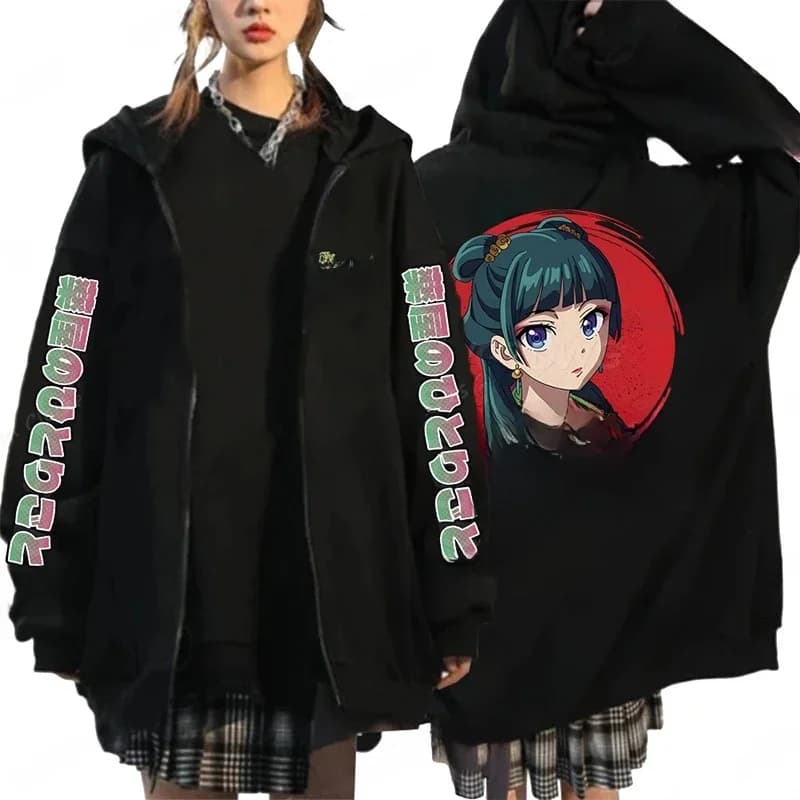 Funny The Apothecary Diaries Print Hoodies Men Women Casual Harajuku Zipper Hooded Pullovers Coat Anime Streetwear Sweatshirt