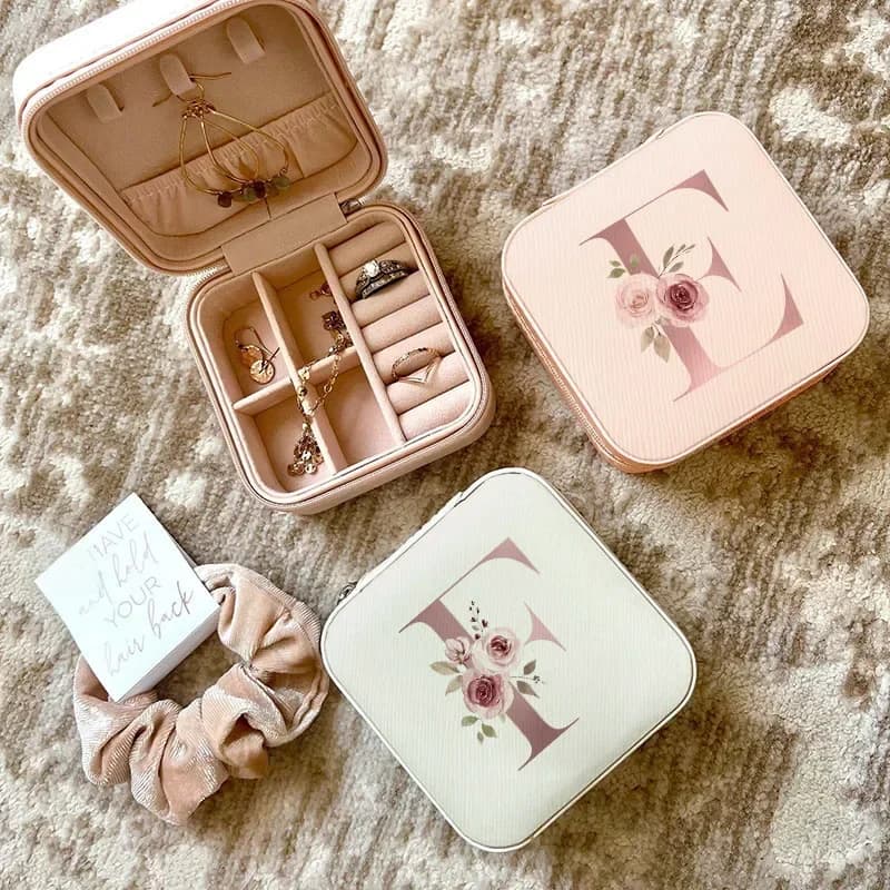 Jewelry Box Bridesmaids Proposal Box Portable Jewelry Organizer Storage Boxes Girl Jewelry Travel Organizer Case