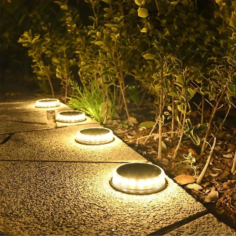 Solar LED Power Disk Light Outdoor Garden IP65 Waterproof for Ground Garden Lawn Pathway Patio Landscape Decoration
