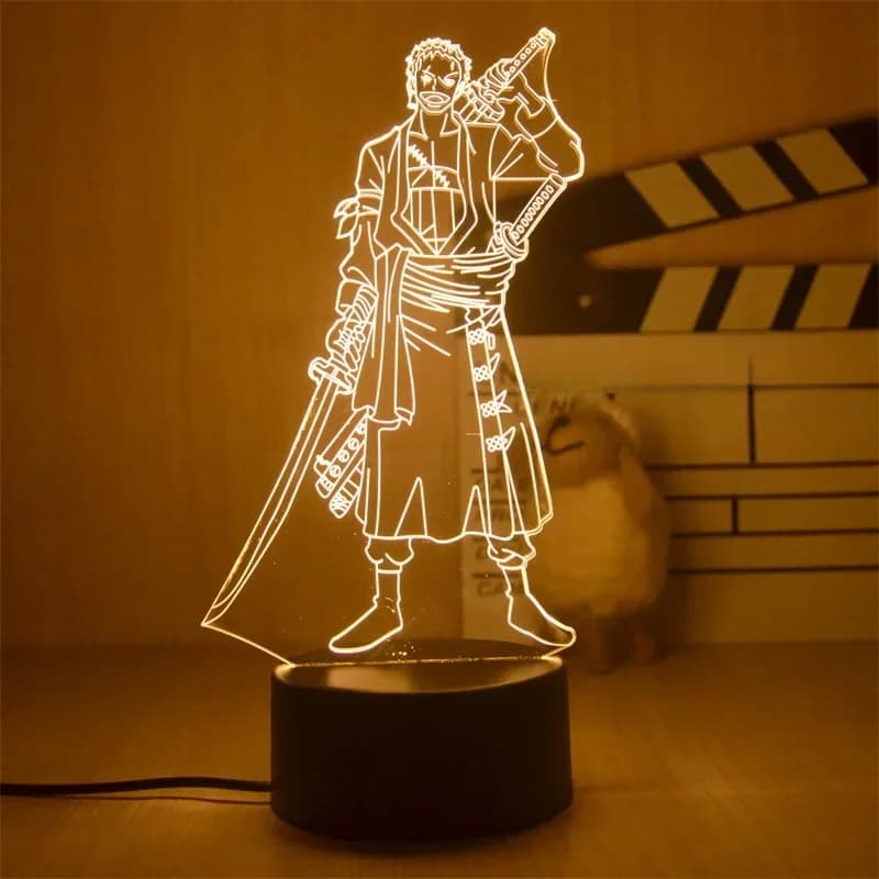 Anime One Piece  Luffy  Zoro Portgas D Ace 3D Illusion LED Night Light Night Light  Desk Table Lamp Model Cartoon Figure Toys