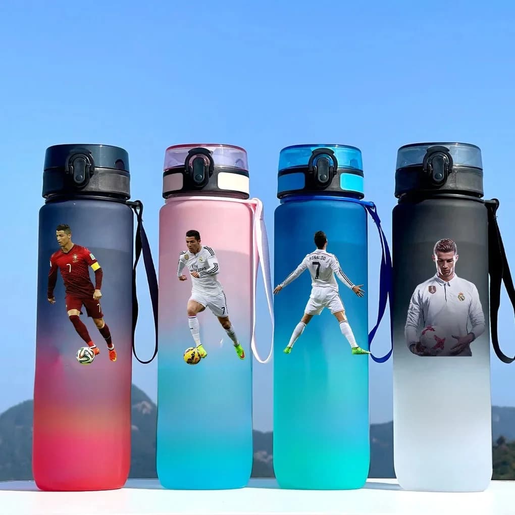 Cristiano Ronaldo Sports Water Bottle Leak Proof Colorful Plastic Cup Drinking Outdoor Travel Portable Gym Fitness Jugs gift