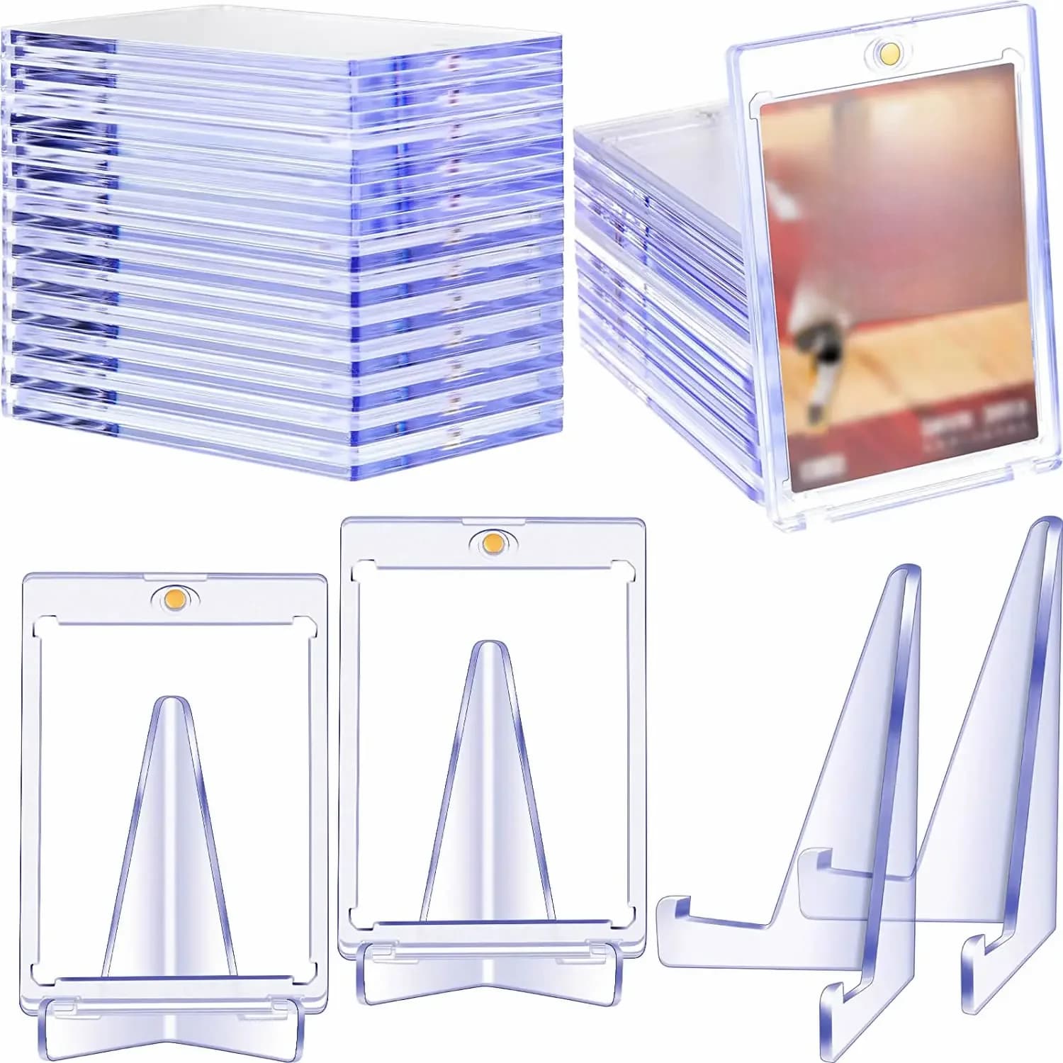 35PT Magnetic Card Holder Support Set Protectors Hard Plastic Sleeves Trading Display Case For Pokemon Baseball Sports Yugioh