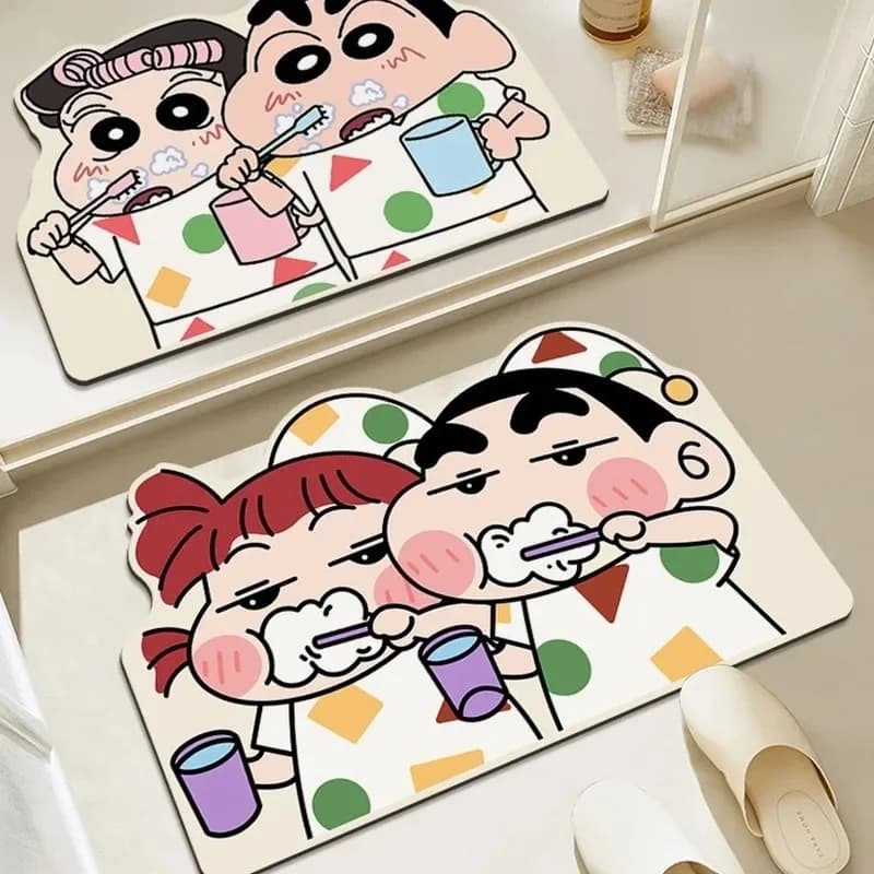 Crayon Shin-chan Bathroom Non slip Foot Mat Cartoon Irregular Water Absorbing Easy to Dry Door Mat Bathroom Diatom Mud Floor Mat