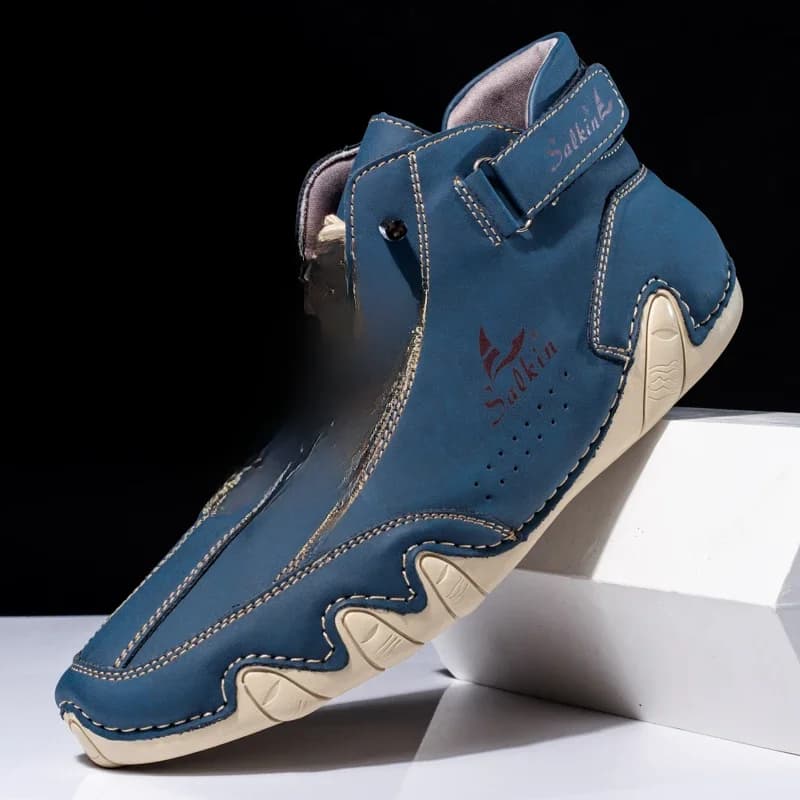 Retro Handmade Leather Men Boots Fashion Designer Shoes Man Outdoor Ankle Boots Men Walking Shoe Breathable Hombres Botas 2023