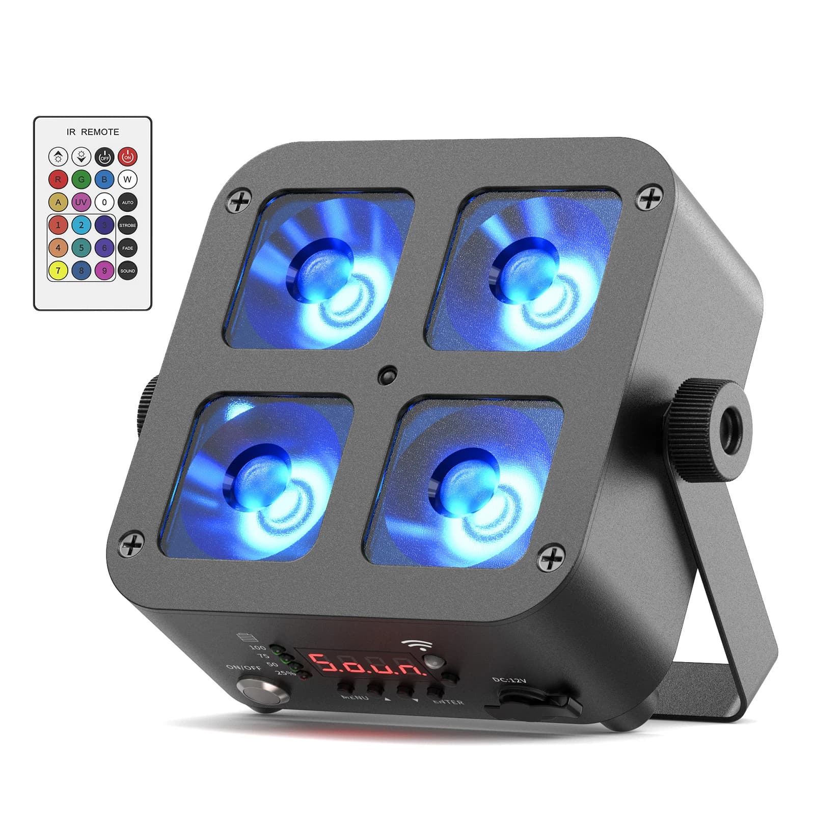 Gwong 40W Mini Battery Powered Rechargeable Par Light 4X10W RGBWA UV Stage Light DMX512 LED Uplight For Festival Party Wedding