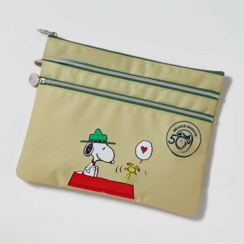 New Cartoon Cute Snoopy Clutch Coin Purse Student ID Test Paper Bag Multi-layer Document Storage Bag