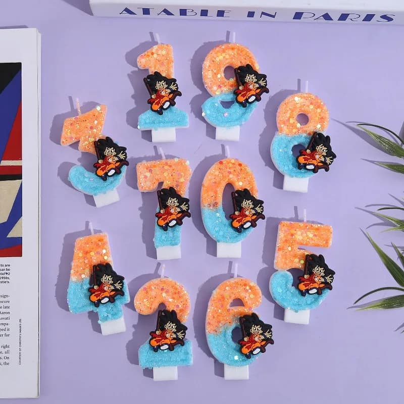 Bandai Dragon Ball Wukong Candle 3D 0-9 Numbers Cartoon Character Party Cake Decorations Birthday Cake Decorative Gift