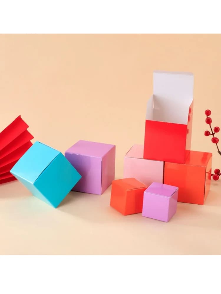Square Cardboard Packing Boxes Small Candy Gift Box Plain Color Surprise Blind Box Party Favor Supplies