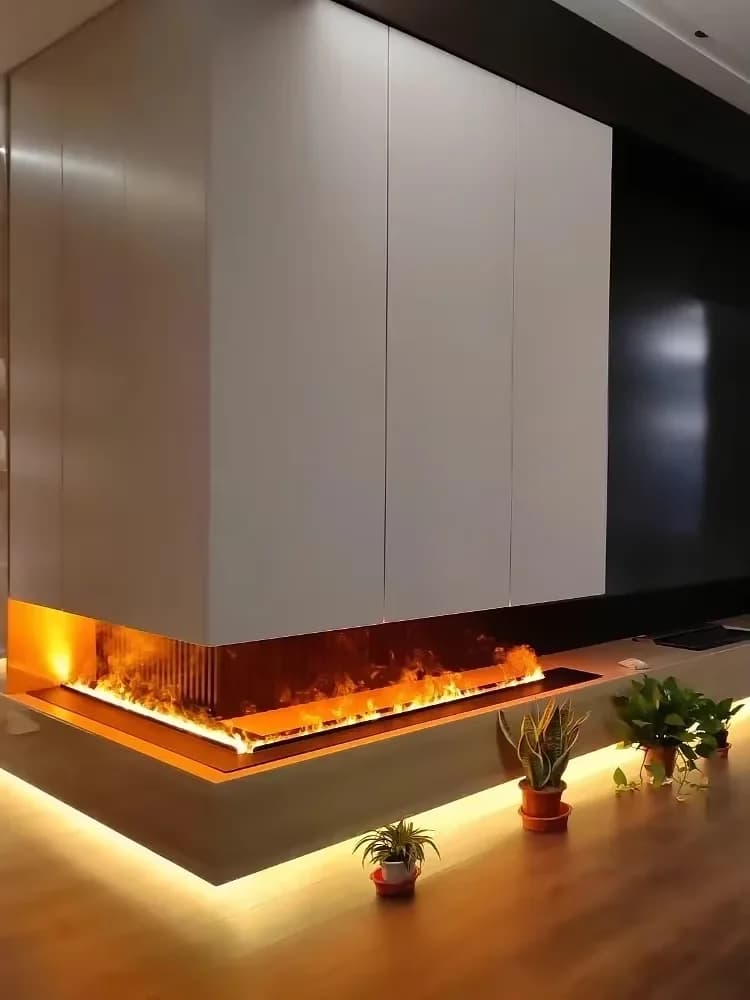 Smart Water Vapor Fireplace, 3D Flame Effect, Tuya APP Control, Simulated Burning Wood Sound, Environmentally Friendly Humidifie