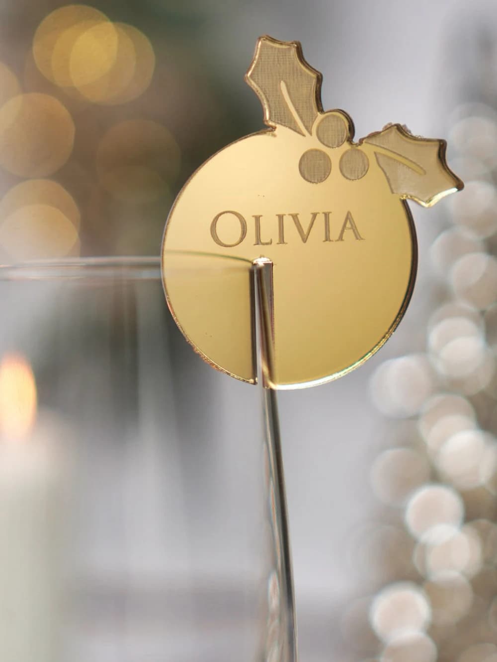 10/20/50pcs Personalized Christmas Drink Tags Wine Glass Markers Acrylic Name Place Cards Table Decorations Holiday Dinner Party