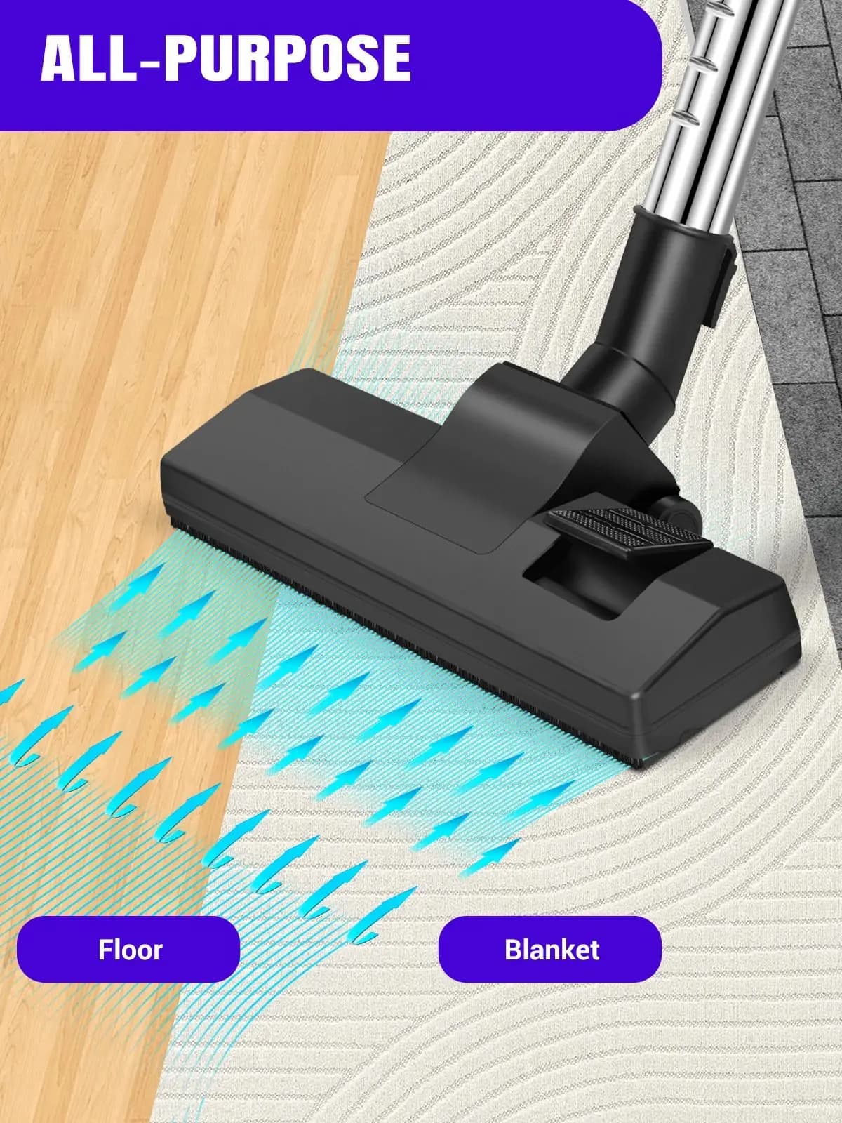 3 IN 1 Vacuum Cleaner, 3800W Basics Cylinder Vacuum Cleaner with HEPA filter for Hardfloor, Carpet,Car Living Room,Kitchen,1.5L