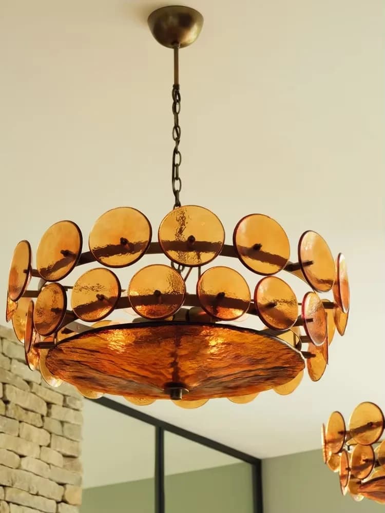 Lorenzo Chandelier Vintage French Living Room Hanging Lamp Orange Chandelier Villa Bedroom Dining Room Medieval Round Large Lamp
