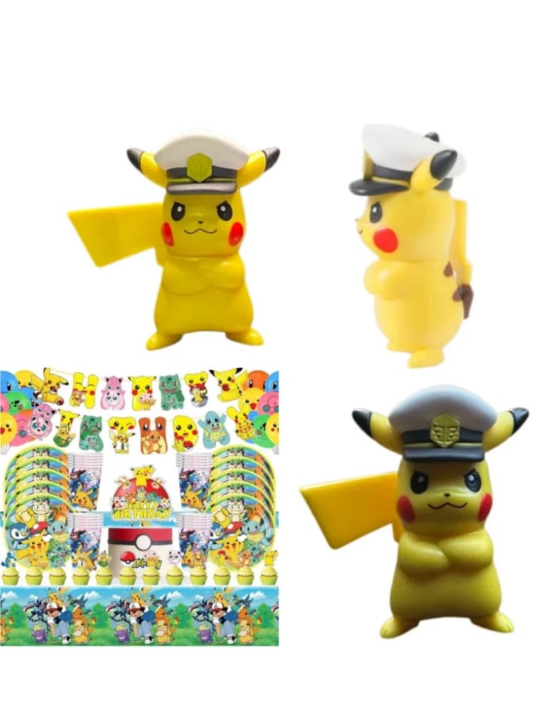 Pokemon Kids Birthday Party Pikachu Anime Character Cartoon Tableware Paper Cup Plate Cake Decoration for Boys Girls Party Decor
