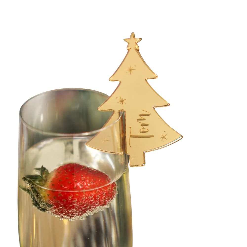 10/30/50pcs Personalized Acrylic Christmas Tree Drink Tags Wine Charms Name Place Cards Table Decor Holiday Dinner Party Favors