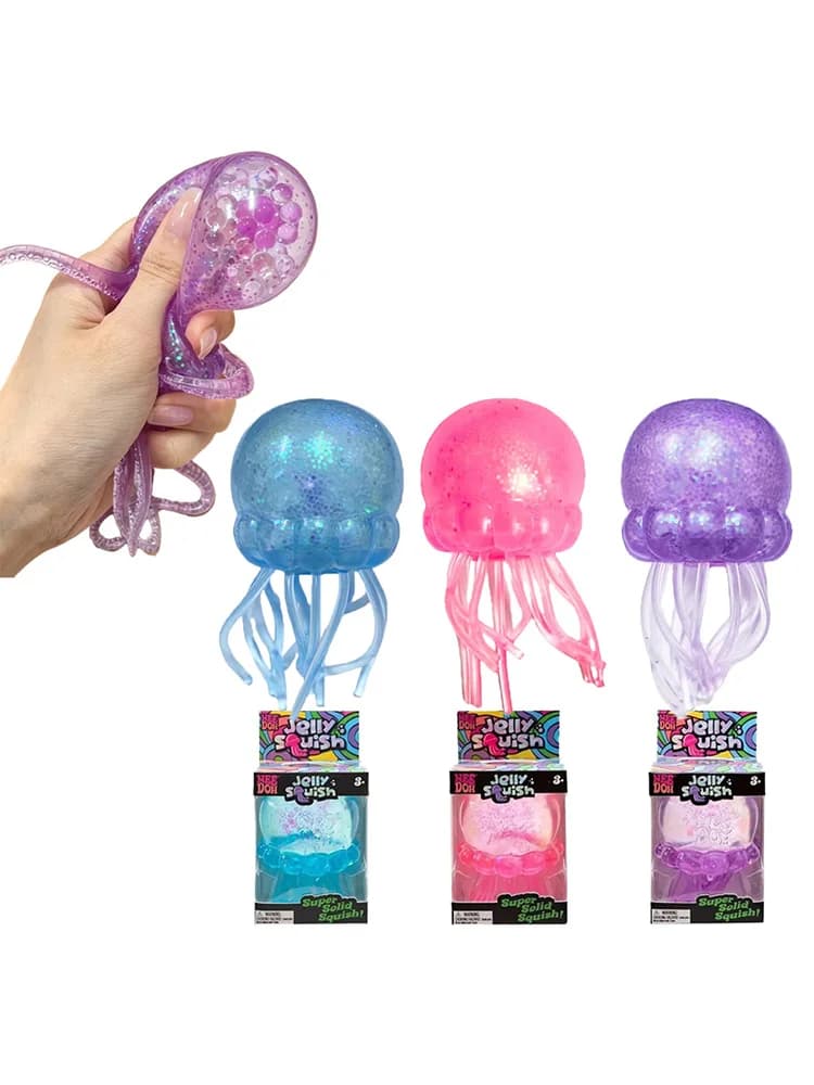Glitter Octopus Squishy Toy Soft Stress Relief Fidget Toy Squeeze Jellyfish Squishy Compression Decompression Toy for Kid Adults