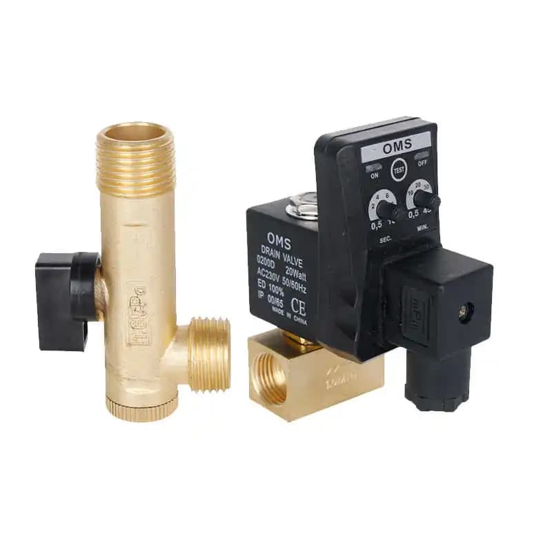 1/2' Dn15 220v/12v/24v Brass Electronic Drain Solenoid Valve Auto Timer Opt-A B For Air Compressor Tank Cooler Dry