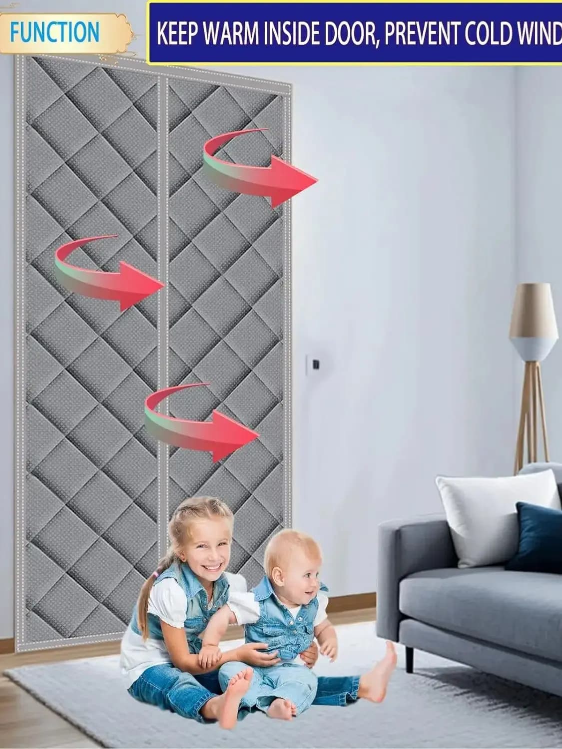 Magnetic Thermal Insulation Door Curtain Waterproof Warm-Keeping Door Curtain Oxford Closed by Magnets Pet-Friendly Door Screens