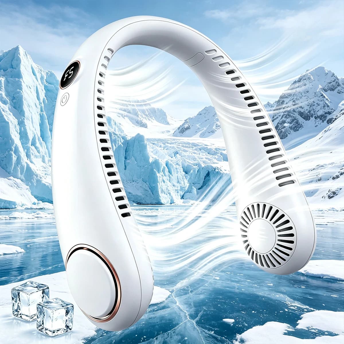 NEW Mini Neck Mounted Fan Portable Bladeless Neck USB Rechargeable Air Cooler 5 File Speed Summer Sports Fan Outdoor Sports Fans