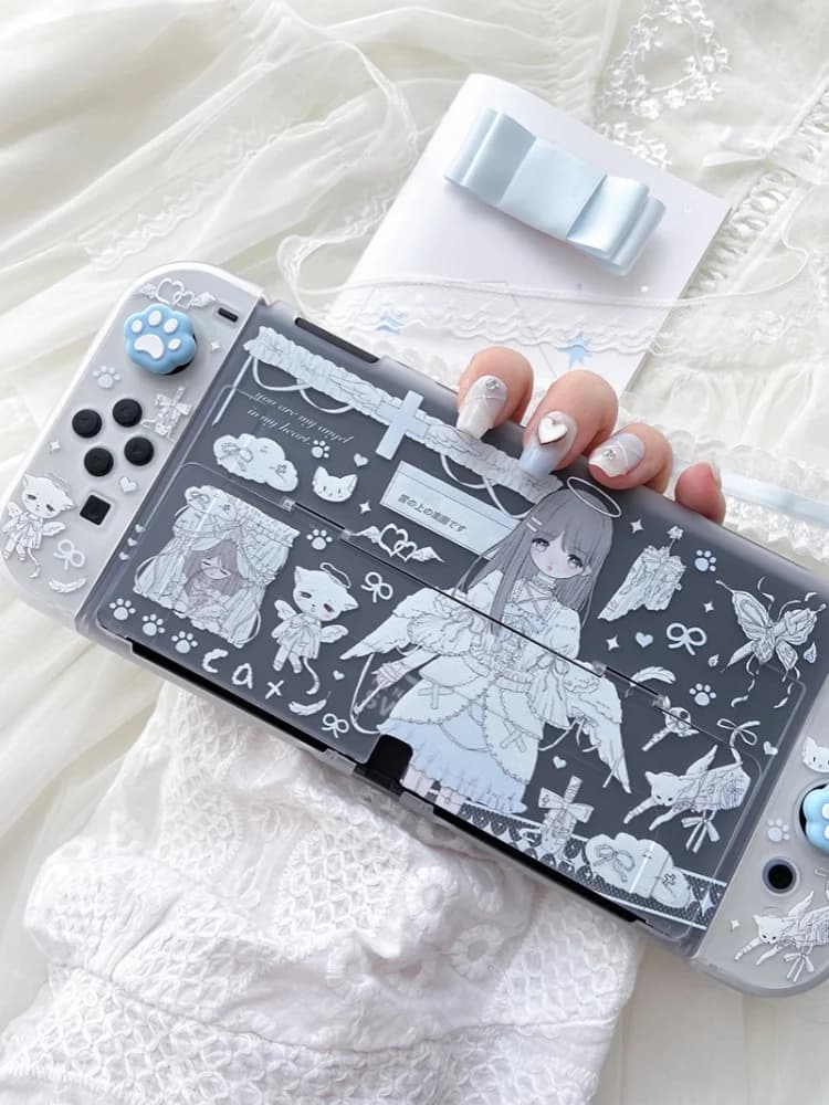 Original Design Girl Heart Angel Cute Subline Switch Protective Sleeve Oled Soft Shell Ns Y2k Girl Anime Animation Peripheral