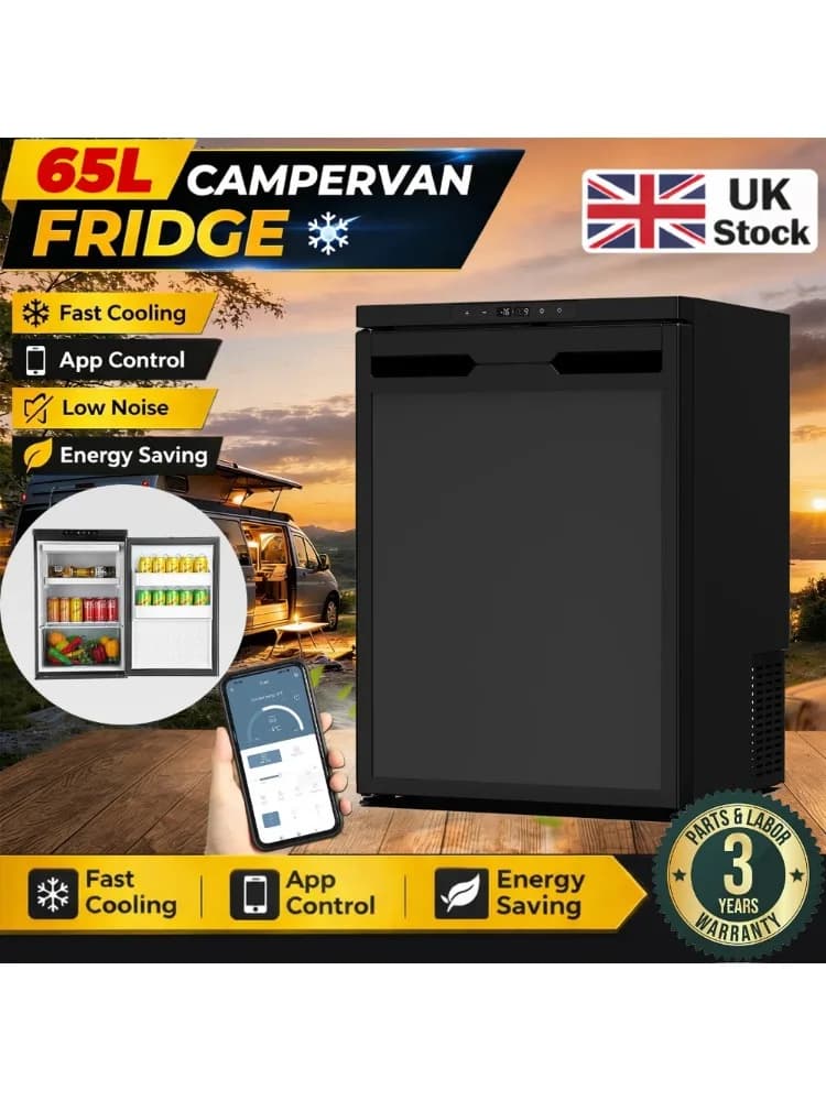 Campervan 12V Fridge 65L Low Power Cooling -20c Compressor Camping Fridge BT+APP