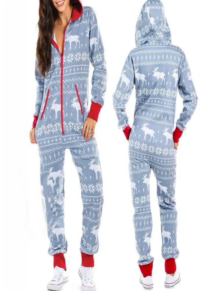 Anime Women's & Men's Hooded Jumpsuits Zipper Printed Christmas Cosplay Onesies One-Piece Pajamas for Adult Girl Loungewear