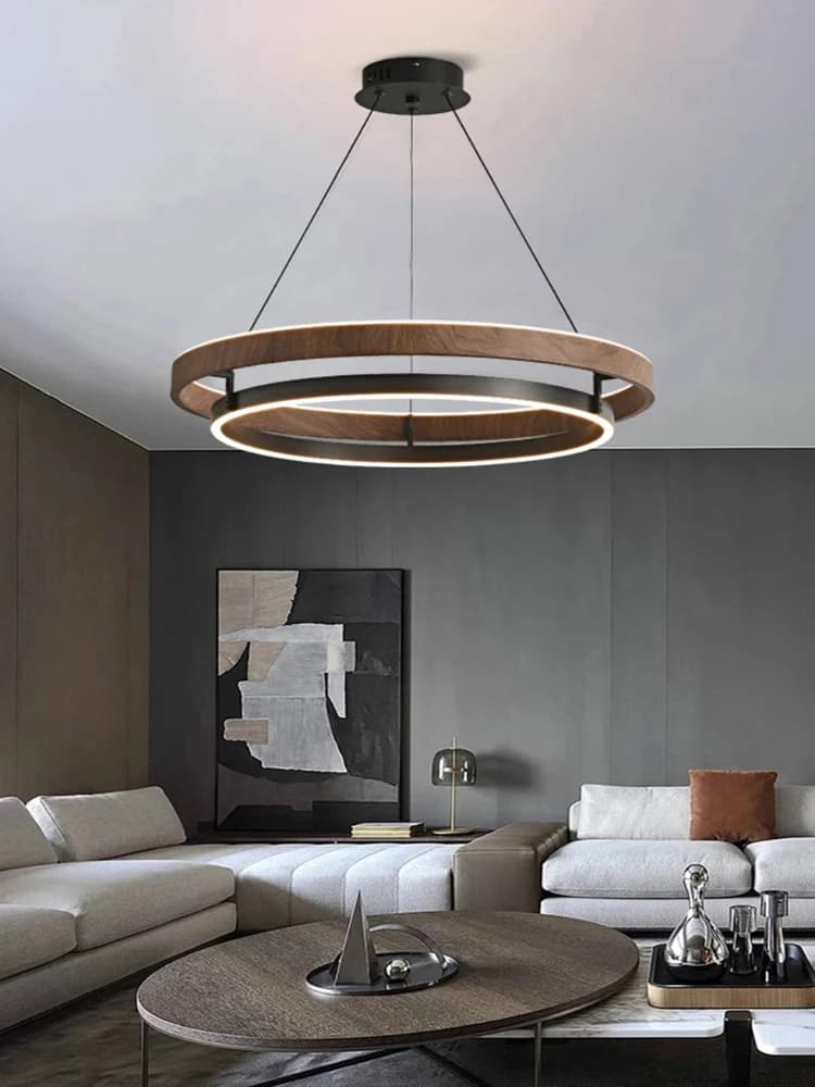 Modern Circular Wooden Pendant Lights Nordic LED Hanging Lamps Lustre Luxury Home Decoration for Dining Living Room Bedroom Hall