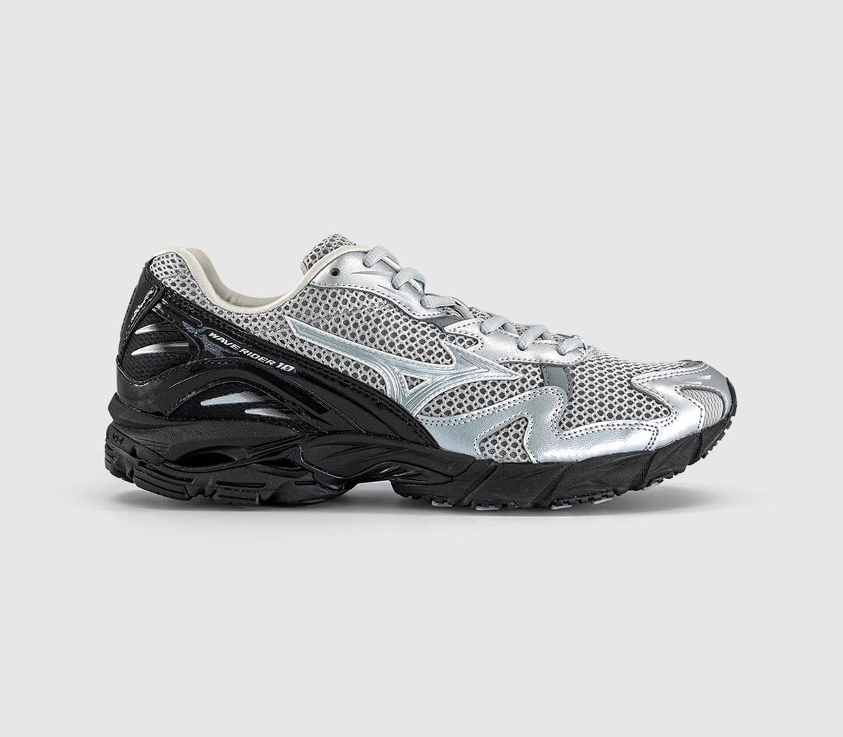 Mizuno Wave Rider 10 Trainers Harbor Mist Silver Black In Multi, 9