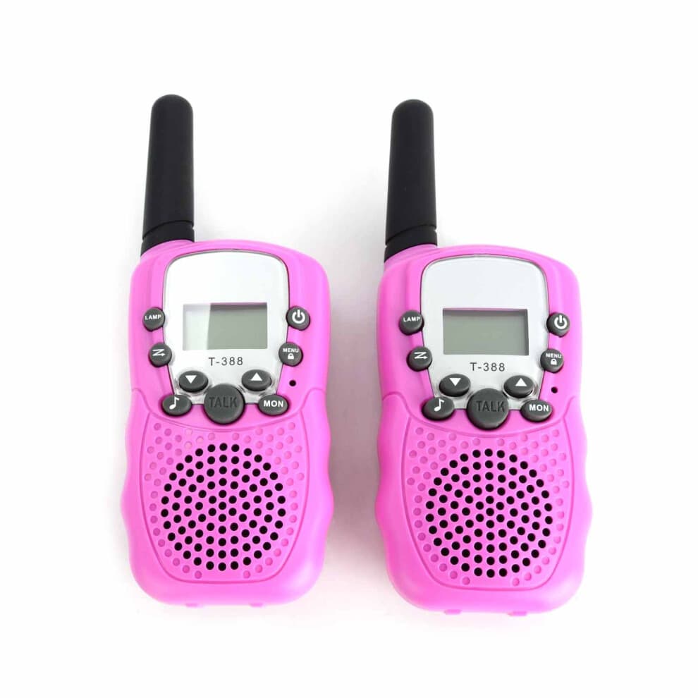 (Pink) 2 Pcs Children Walkie Talkies Kids Long Range Walky Talky UHF 446MHz 8 Channel