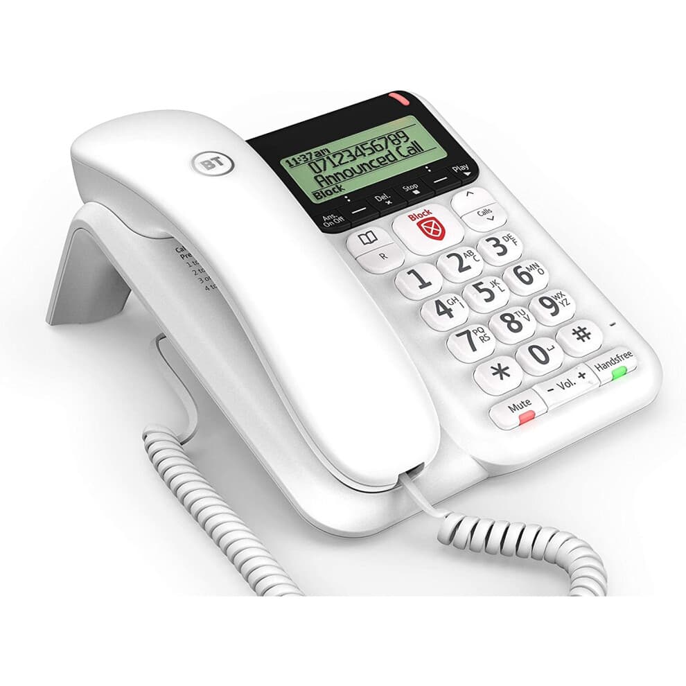 BT Decor Advanced Call Blocker Corded Telephone, White