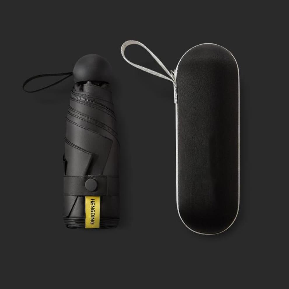 (black) Mini Pocket 5 Fold Easy To Carry Umbrella Rain/Sun Women Creative Capsule Umbrella Small Umbrellas