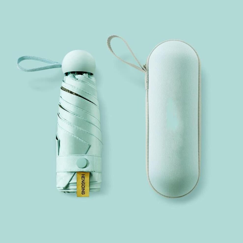 (green) Mini Pocket 5 Fold Easy To Carry Umbrella Rain/Sun Women Creative Capsule Umbrella Small Umbrellas