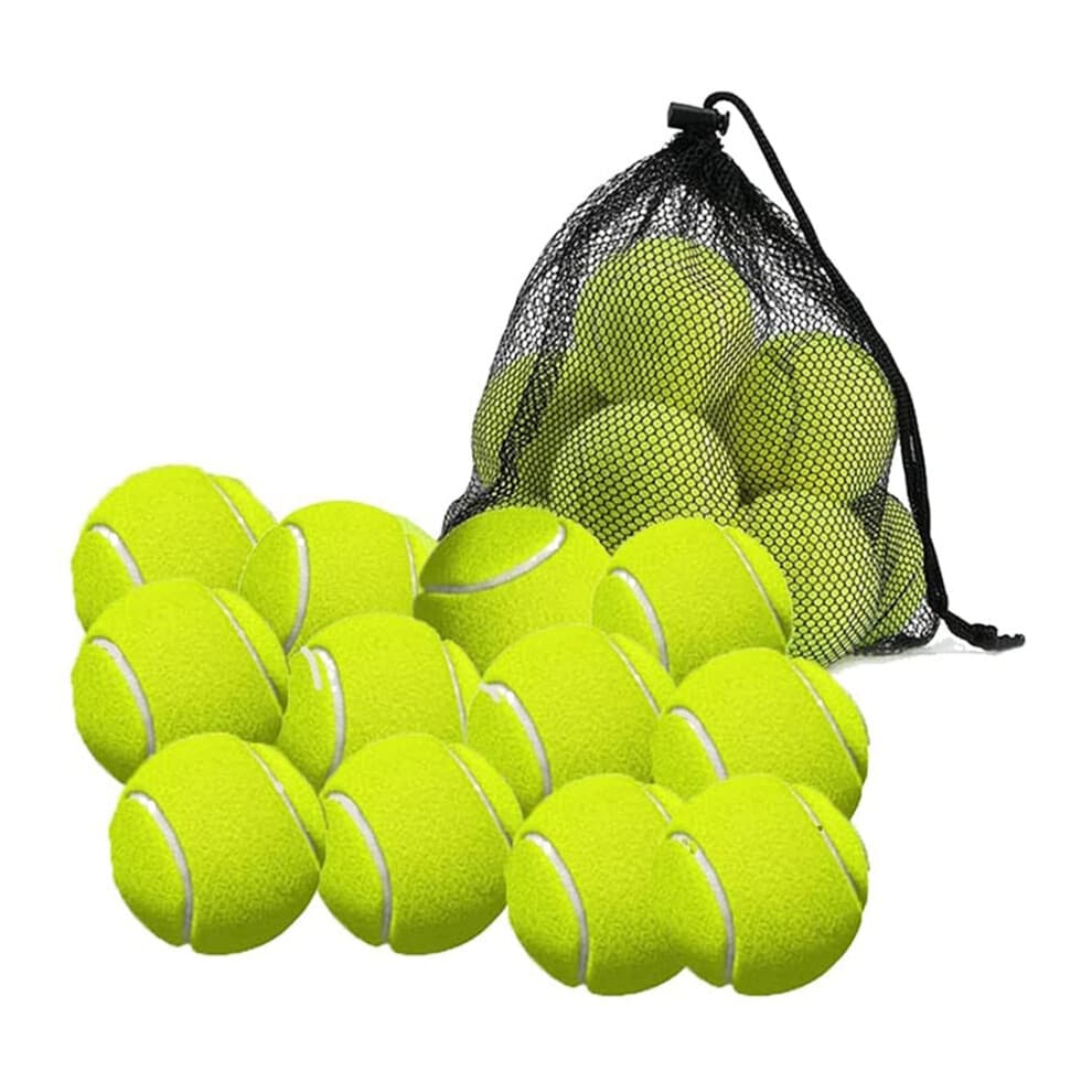 12 Pack Tennis Balls with Storage Bag - Thick-Walled, Weatherproof & Durable for Tennis, Cricket & Outdoor Play