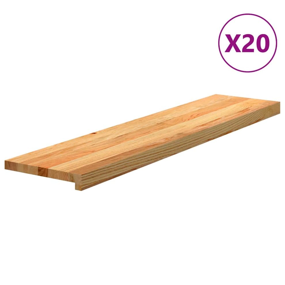 (light brown, 110 x 30 x 2 cm/ 20 pcs) vidaXL Stair Treadss Step Mat Door Mat Tread Mat Untreated Solid Wood Oak