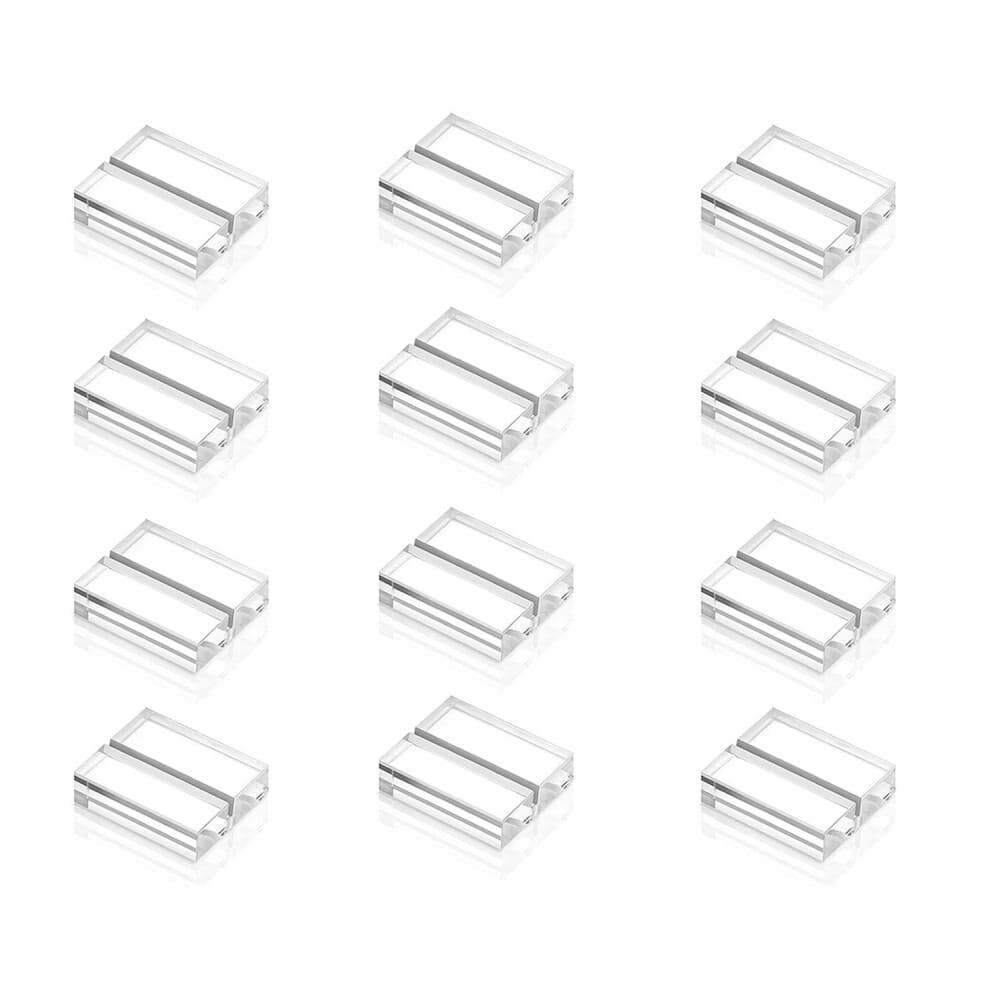 Acrylic Stands Clear Place Card Holders with Slot Table Numbers Display Wedding Sign (12 Pieces)