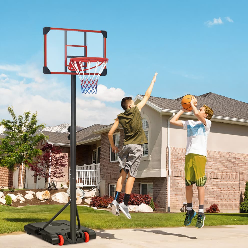 SPORTNOW Kids Adjustable Basketball Hoop and Stand w/ Wheels, 1.8-2m