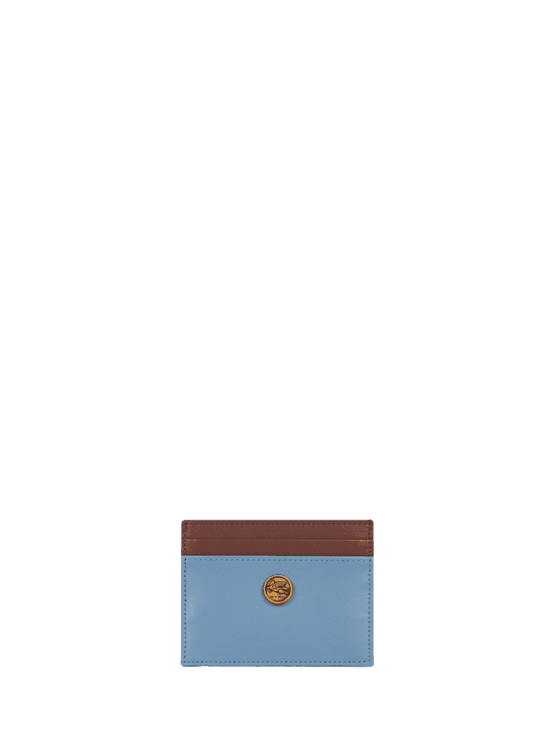 Etro, Two-tone Leather Card Holder, Woman, Light Blue