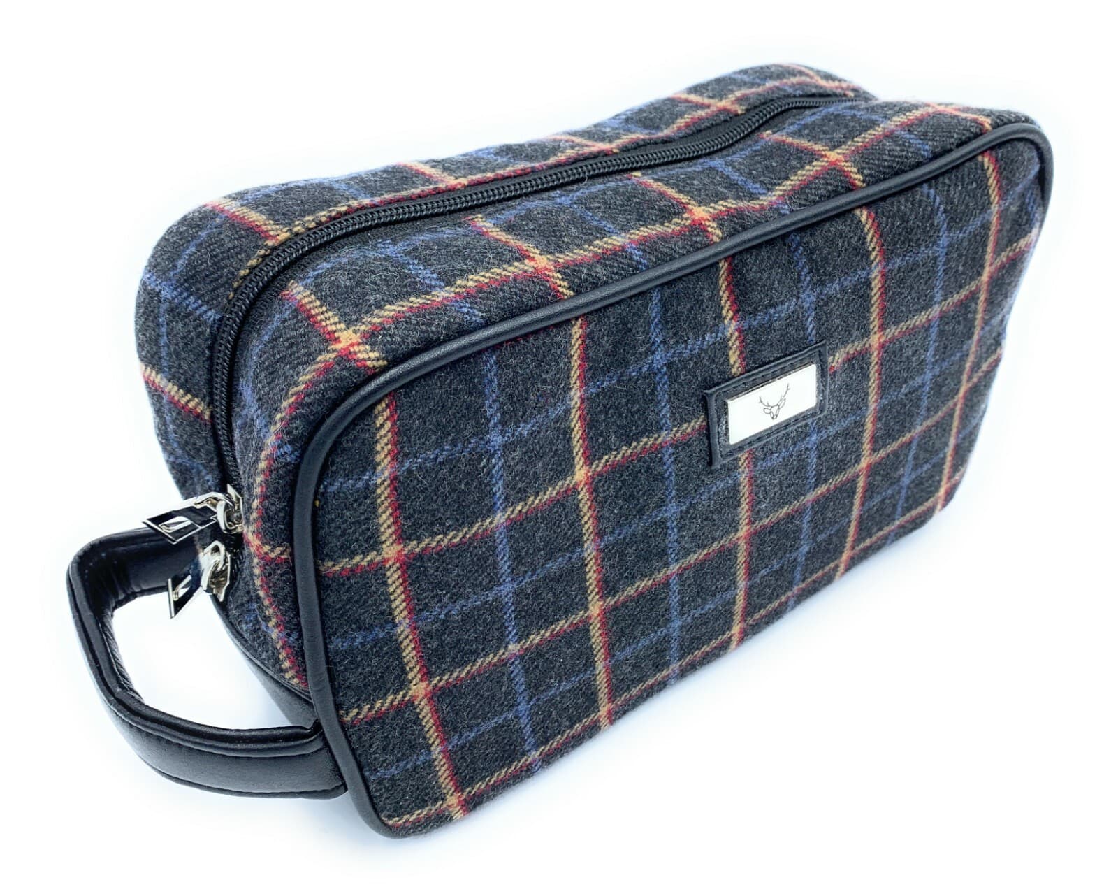 Tweed Wash Bag Toiletry Bag Black Check