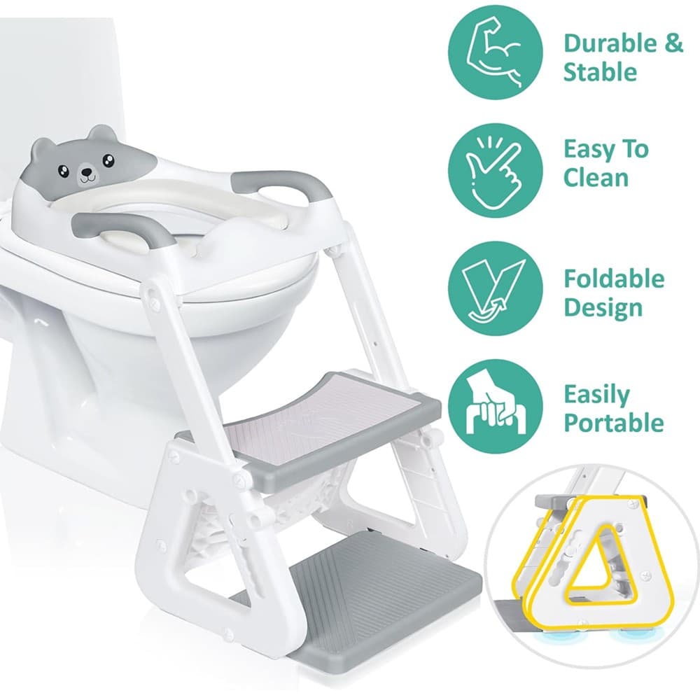 Children Toilet Seat and Ladder Toddler Training Step Up Easy Fold Down For Kids