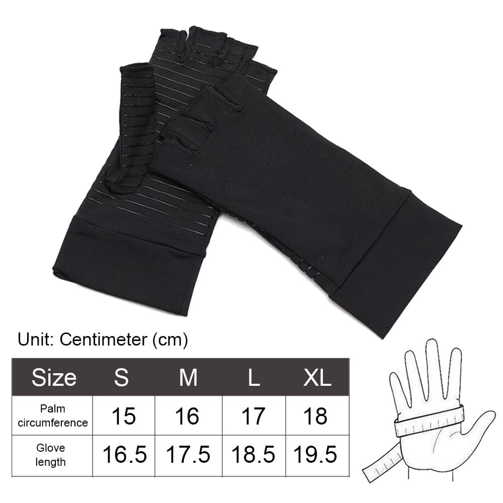 1/2 Copper Compression Gloves Anti Arthritis Fingerless Hand Support Pain Relief
