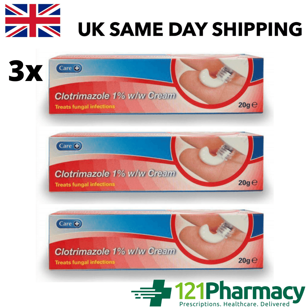 Clotrimazole Cream 1% - 20g x3 | Thrush Nappy Rash Ringworm Athletes Foot Sweat