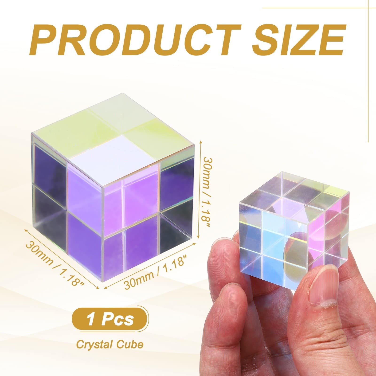 Cube Prism| 30mm K9 Crystal Prism Optical Glass X-Cube Glass Figurine view 2