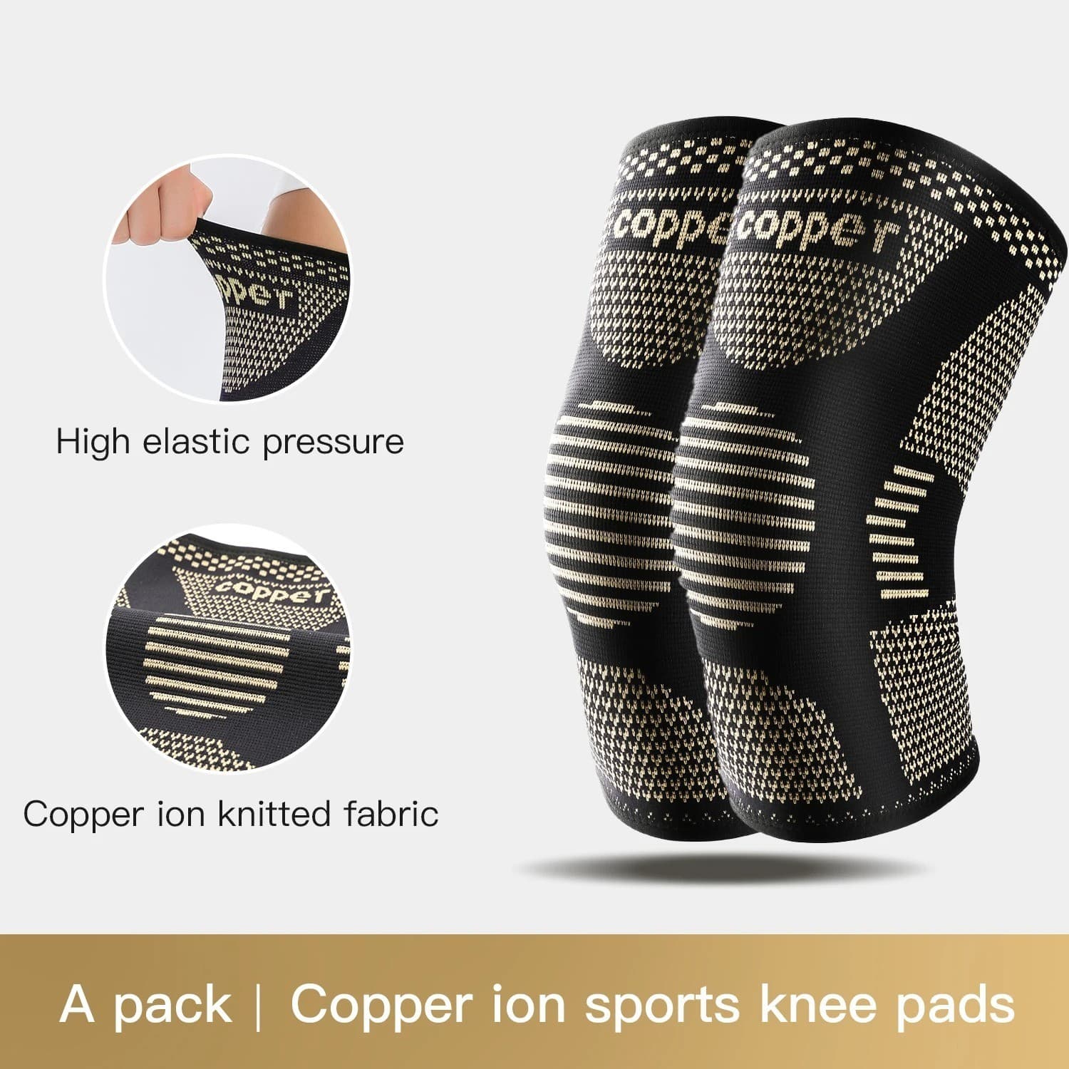 Copper Knee Support Brace Compression Strap Sleeve Sports Protector Ligament
